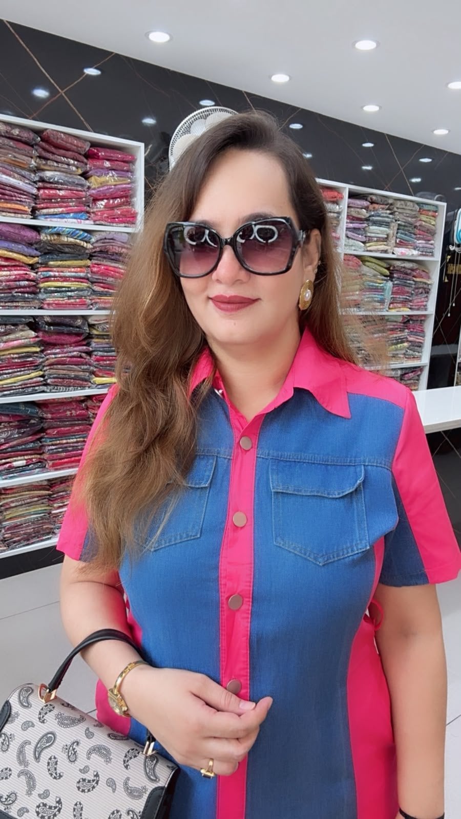 Dual-Tone Denim Shirt Button-Down Casual Midi Dress For Women - Richa's Fashion Dual-Tone Denim Shirt Button-Down Casual Midi Dress For Women - Richa's Fashion